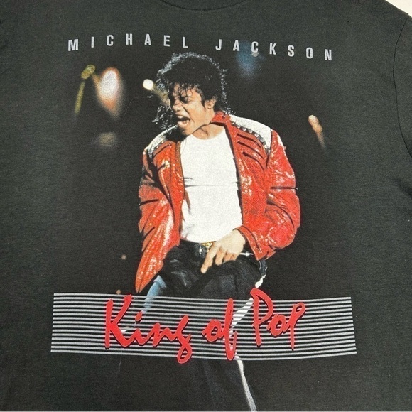 Michael Jackson Mens T-Shirt Graphic Logo King of Pop Black Size Large - Picture 2 of 7